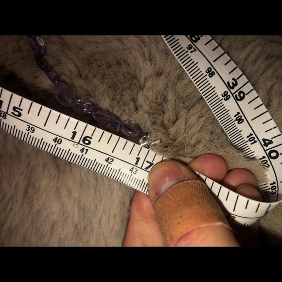 NATURAL Amethyst Stone Bead Knotted Necklace w Sterling Silver Clasp 17” - Picture 7 of 7